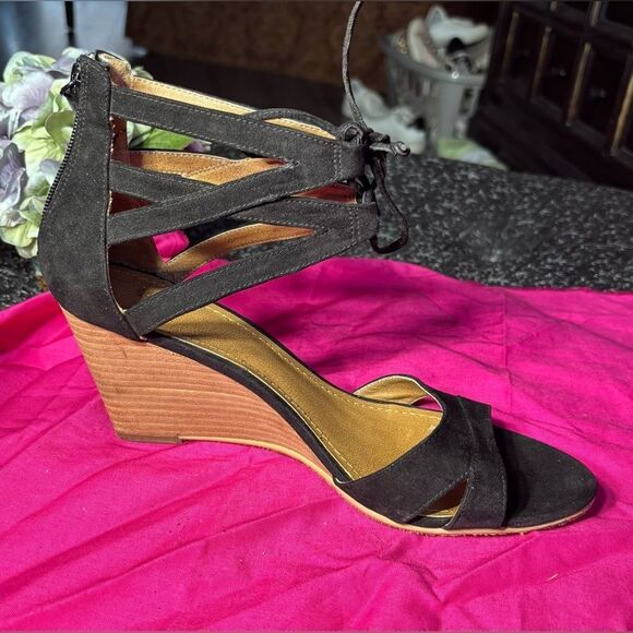 14th & Union Black Sandal Wedges EPC Size 8.5 Excellent Preloved Condition - Picture 7 of 9